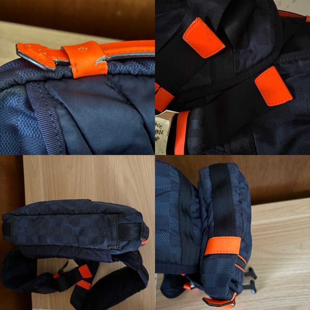 VTG LOUIS VUITTON Challenge Bum Bag Navy Blue Damier Orange Handle - Picture 13 of 14